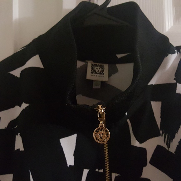ANNE KLEIN Unique Black White Full Zip Jacket - Picture 4 of 4
